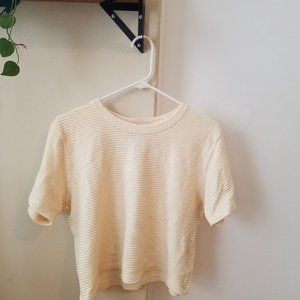 Cropped Honeycomb Tee - Vintage Tee Off-White
